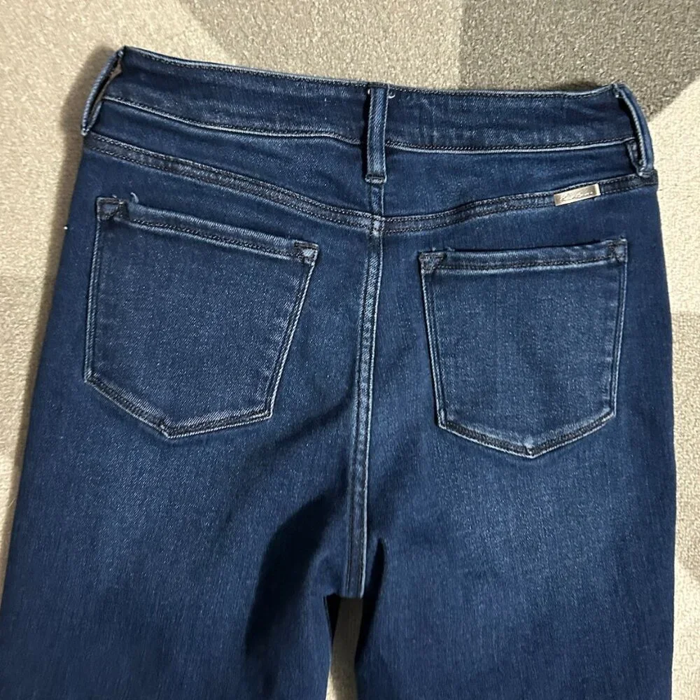 KanCan Dark Washed BUTTON FLY Boot Cut Raw‎ Hem Jeans Size 9/28